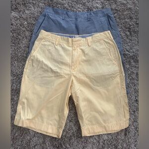 J. Crew 10.5” (lot of 2) Pale Yellow & Navy White Houndstooth Men's Shorts Sz 33